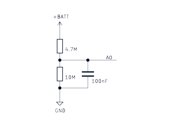 Voltage divider on AIN0 for battery voltage measurement